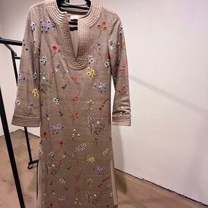 TORY BURCH Embroidered Silk-Floral Tunic Dress - xxs